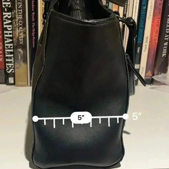 Loume structured tote bag crossbody zip closure easy clean black - Picture 12 of 12